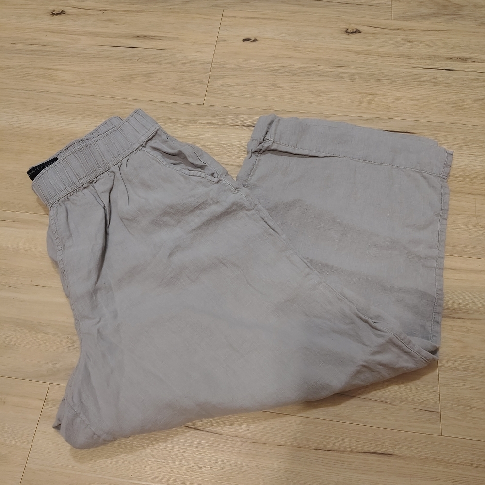 Tahari Wide Leg Linen Pants